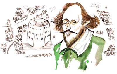 English playwright and poet William Shakespeare; caricature by Neale Osborne